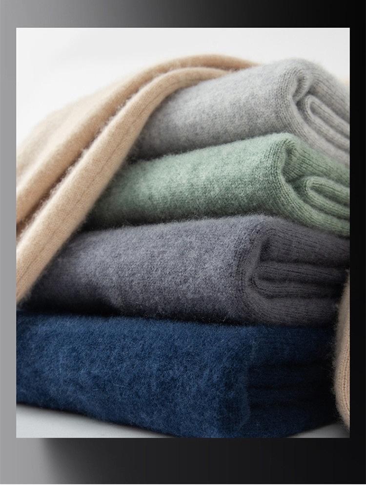 Autumn-Winter Men's Round Neck Solid Knit Sweater - Double Strand Trendy Base Layer