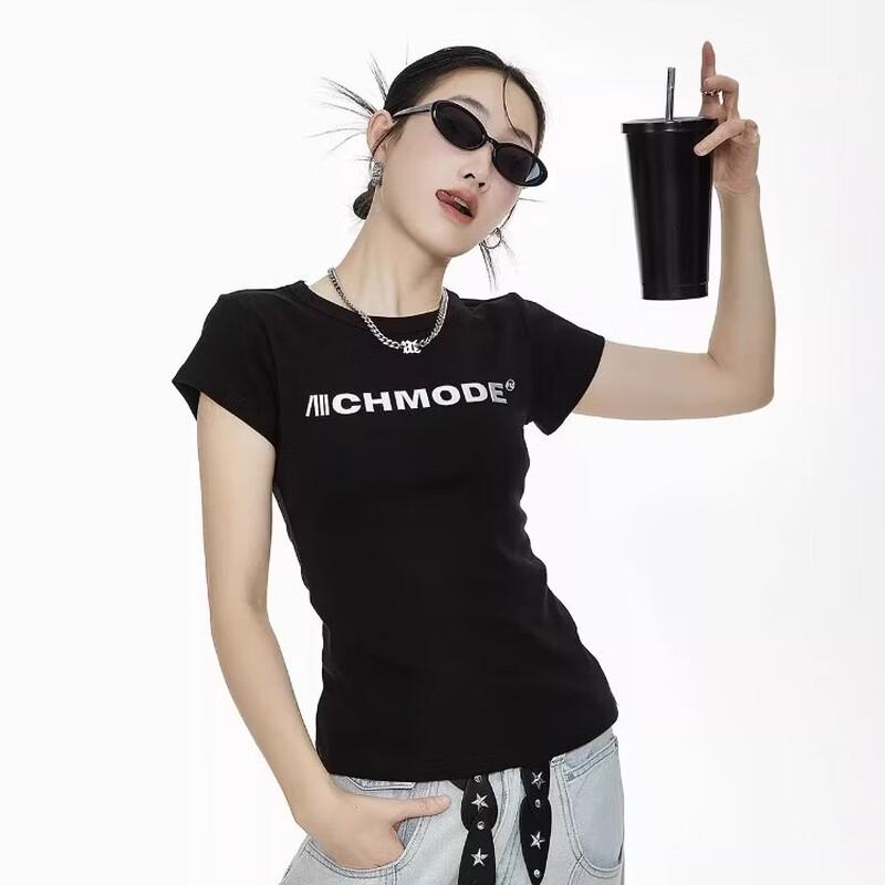 Женская укороченная футболка ICH MODE с короткими рукавами, прилегающего силуэта S