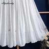 Spring Summer Women Basic White Midi Skirt Elastic Waist Soft Fairy Skirt Elegant Feminine Beach Style Skirts Womens