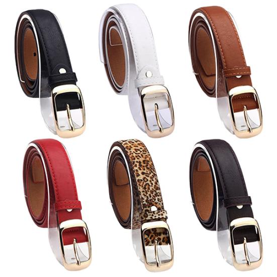Women Fashion Paint Waist Belt Faux Leather Alloy Buckle Casual Waistband Strap