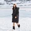 Skechers Windproof Water-Repellent Oil-Stain Resistant Warm Comfortable Sports Casual Long Hooded Down Jacket Women outerwear L424W203-0018