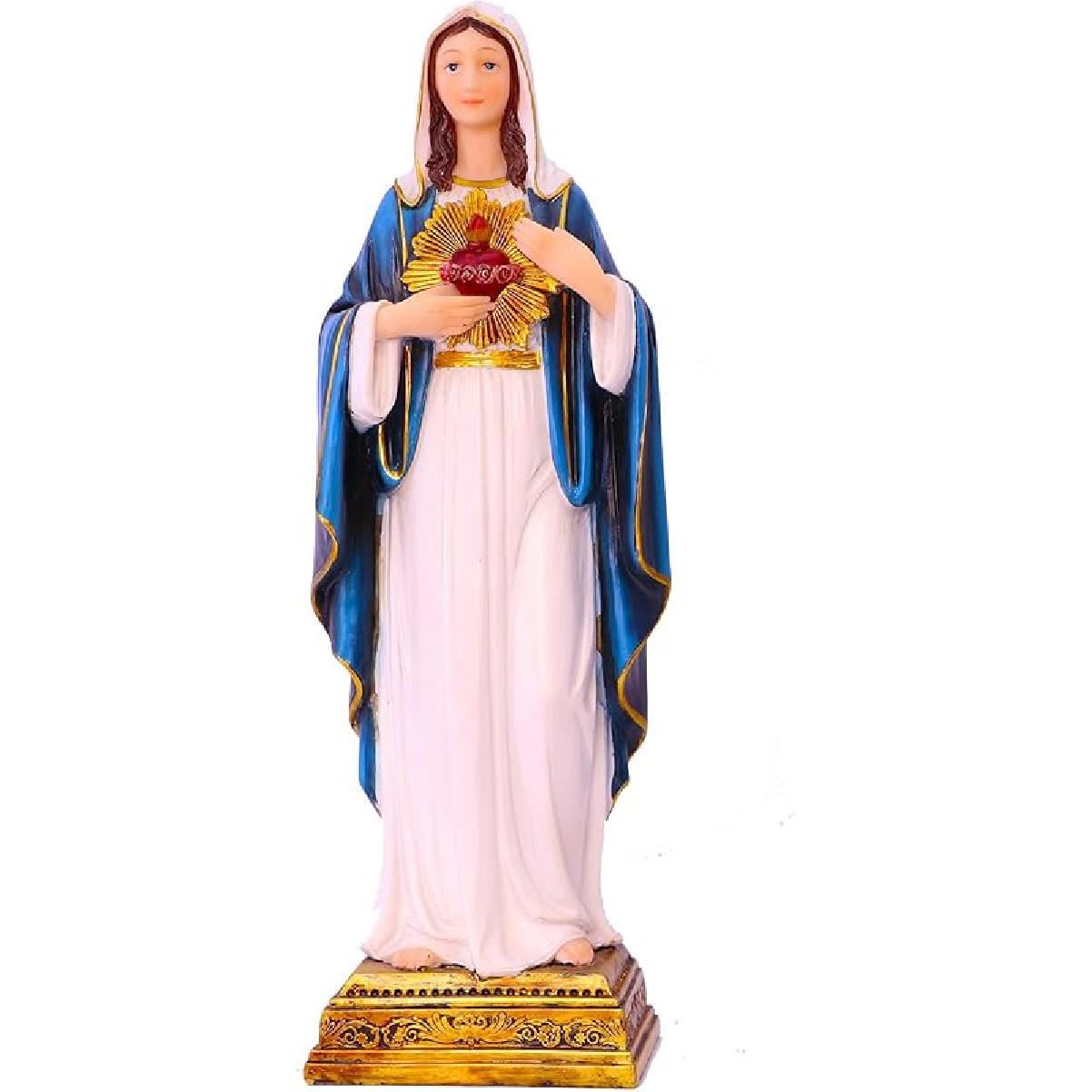 Virgin Mary Statue Sacred Heart Figure Resin Sculpture Savior Figurine Catholic Religious Gift Home Chapel Decoration 11.25 inch