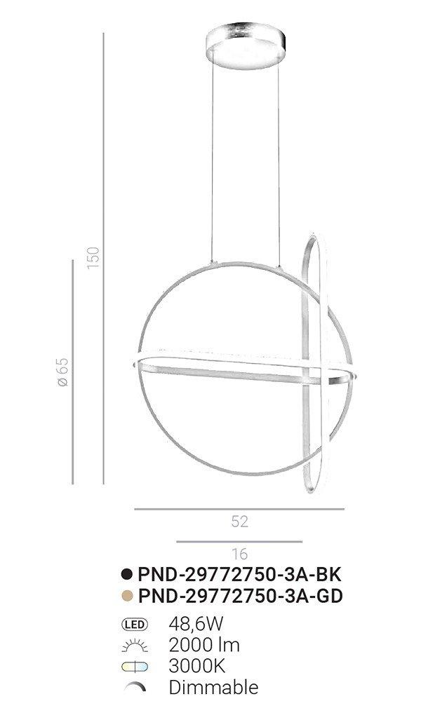 Lampa wisząca Cerrila PND-29772750-3A-BK Italux