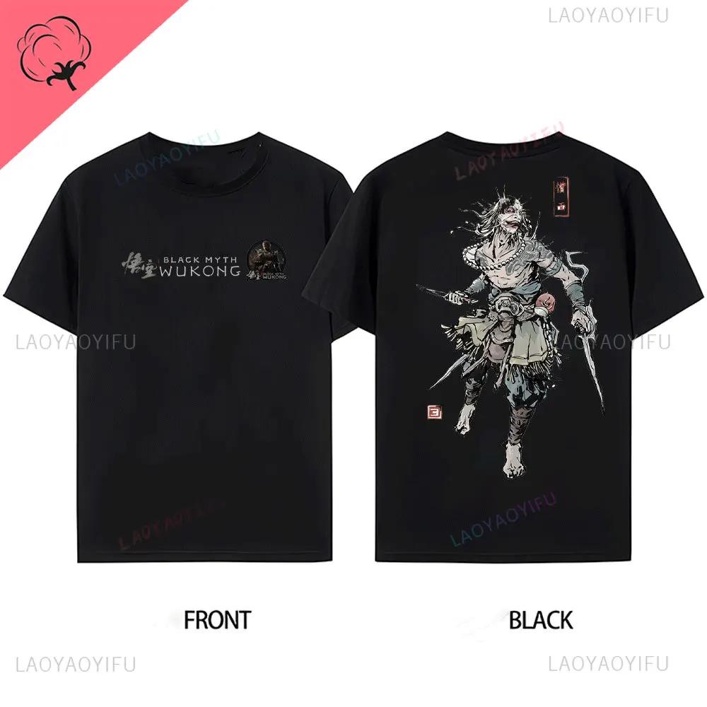 Herren Bestseller Black Myth Wukong Sun Wukong Muster vorne hinten Baumwoll-T-Shirt Wukong Spiel Ausverkauf T-Shirt Kurzärmlig