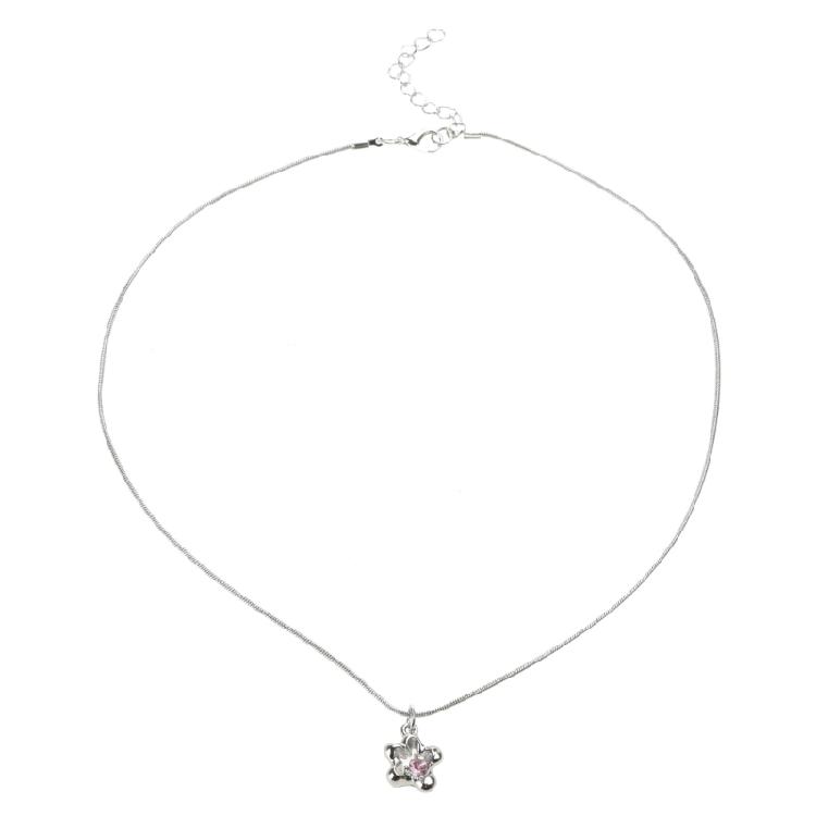 

Flower Pink Zircon Pendant Clavicle Chain Floral Jewelry Gift Beach Holiday 1
