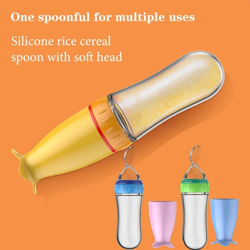 Baby Spoon Squeezing Feeding Bottle Feeder Silicone Spoons for Feeding Kids Toddler Cutlery Utensils Babies Accessories Newborn