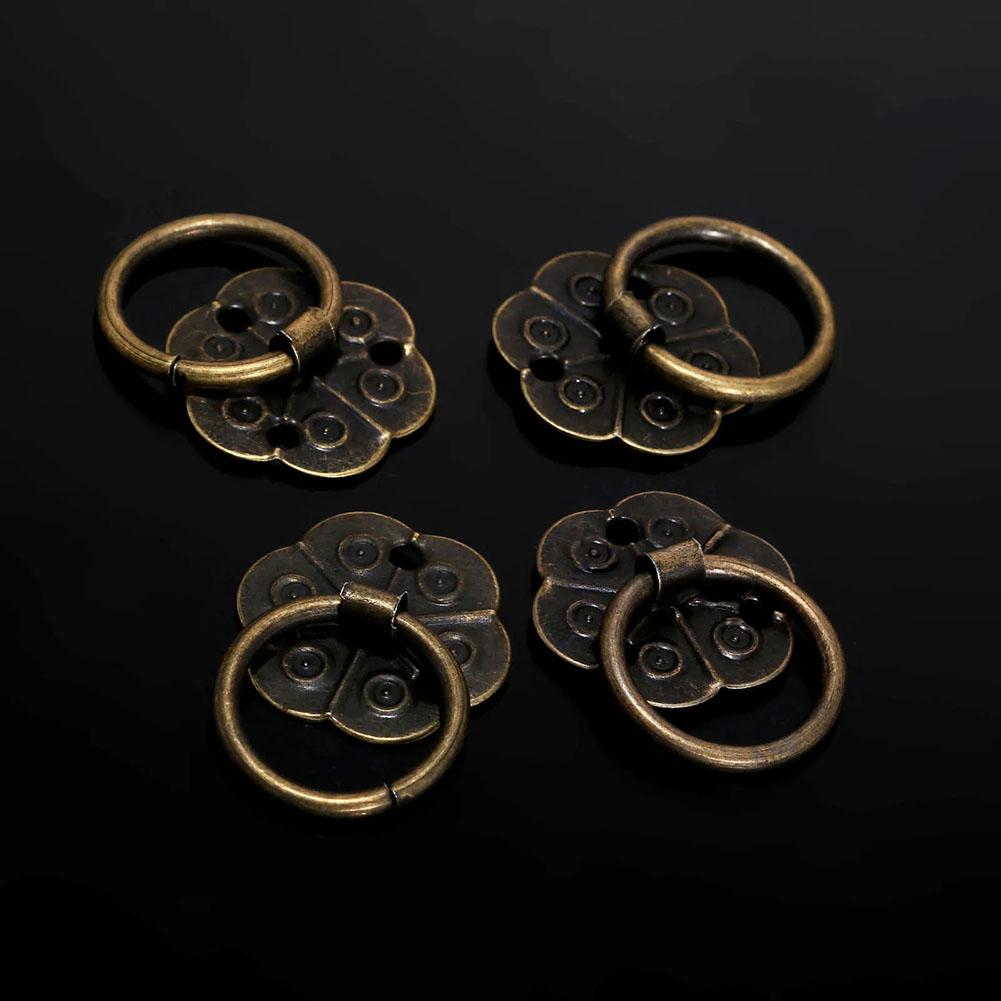 12PCS Antique Bronze Drawer Pulls for Wooden Cabinets and For Furniture 30mm Round Iron Handles with Wire Insert Design