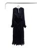 Robe longue plissée en gaze patchwork sexy col en V européenne et américaine 2026