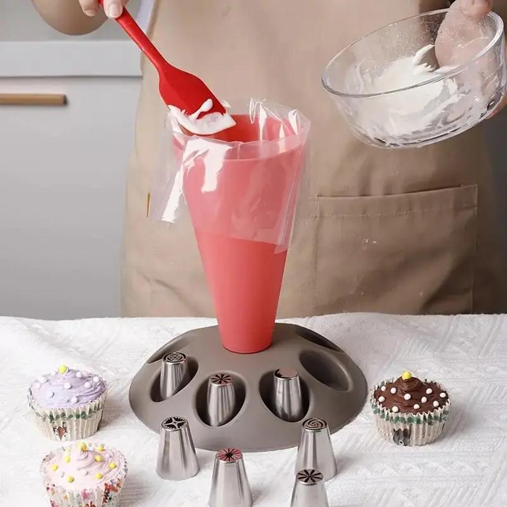 Piping Bag Nozzles Storage Rack Stand With 8 Slots Large Capacity Pastry Bag Mounting Holder Organiser Baking Accessories