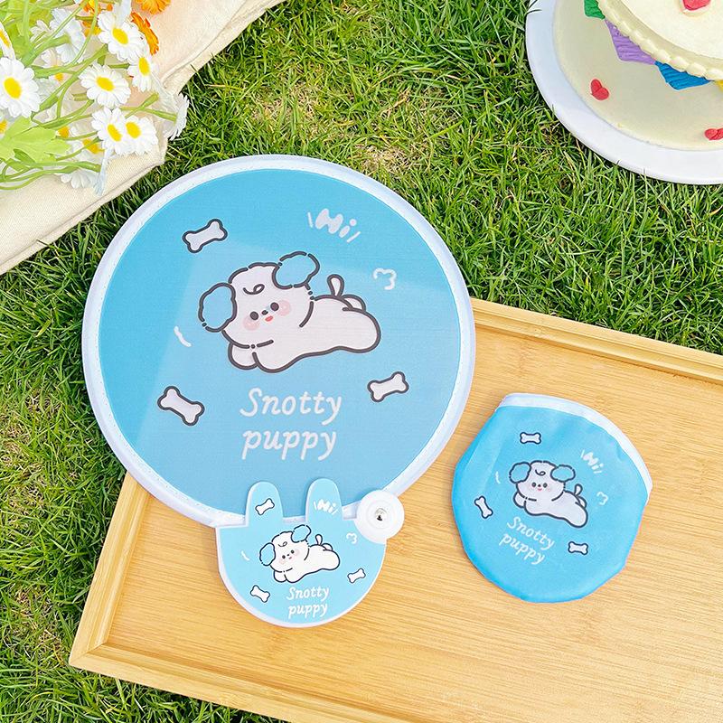 Mini Cloth Face Portable Cartoon Folding Fan Small Fan Cute Folding Fan For Summer Travel School