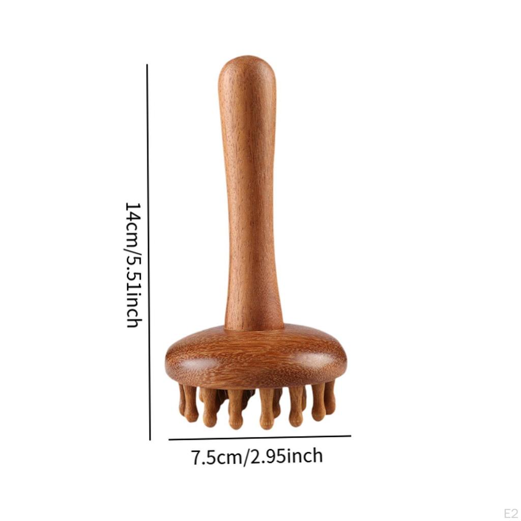 Pieptene de Masaj din Lemn cu Mâner Relaxare Portabil Compact Instrument pentru Meridiane Cap Scalp Gua Sha