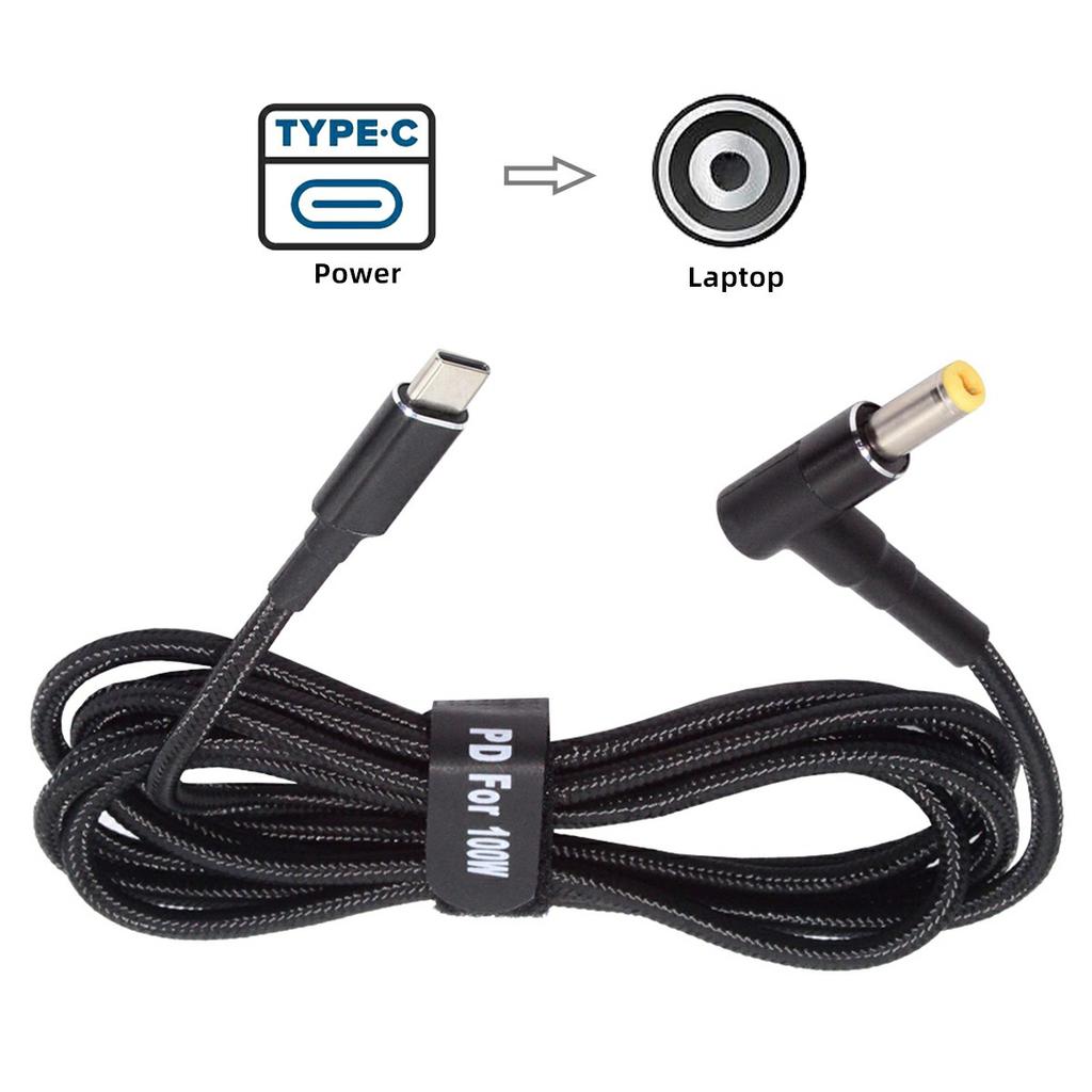 UC-110-5525MM 1.8m USB-C zu DC 5.5x2.5mm Kabel PD 100W Nylon Geflecht Ladekabel für Laptop