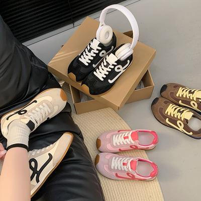 Genuine Leather Forrest Gump Shoes Women's 2025 Spring New Flat-bottomed Sports Little White Shoes Women's Retro Waffle Shoes Versatile Germa