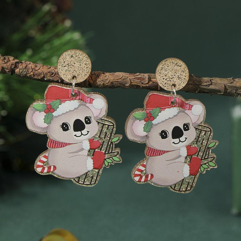 Europäische & Amerikanische Liebesherz Acryl Weihnachtsbaum Ohrringe für Damen