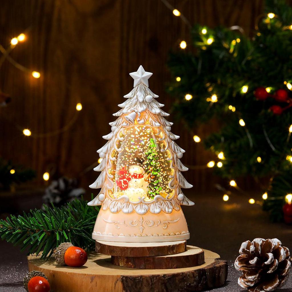Lampada Candela Luminosa Albero di Natale Dipinto - Regalo per Bambini e Decorazione da Tavolo