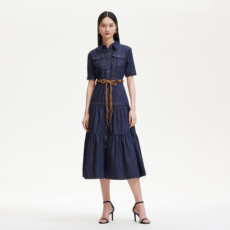 VEROMODA 2025 Summer Topstitching Denim A-Line Dress