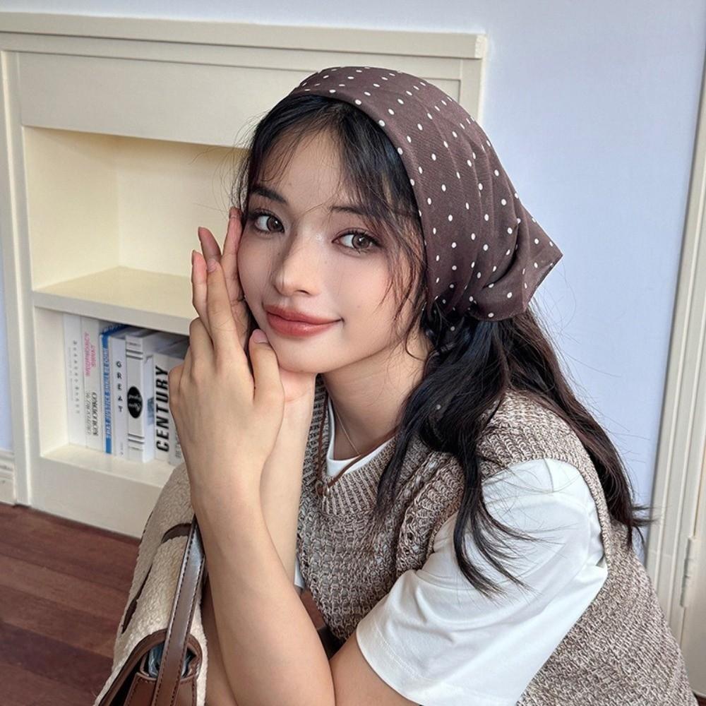 Fashion Polka Dot Hair Scarf Square Thin Cozy Headscarf Waist Butt Curtain Imitation Silk Hair Band