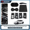For Tesla Model Y Juniper Launch 2025 2026 8Pcs Car Wireless Charging Pad Silicone Cup Holder Window Lift Switch Button Panel