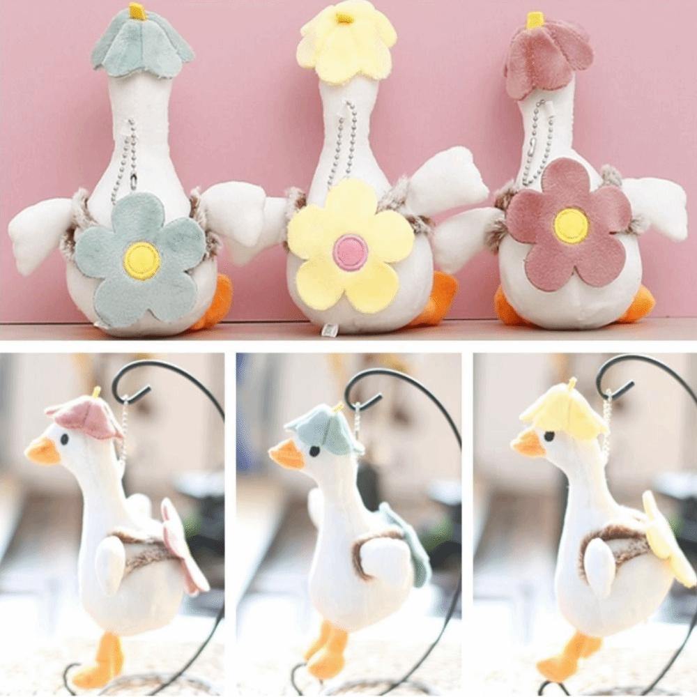 Cartoon Plush Goose Keychain Soft Big White Goose Charm Big White Goose Key Chain  Backpack Decor