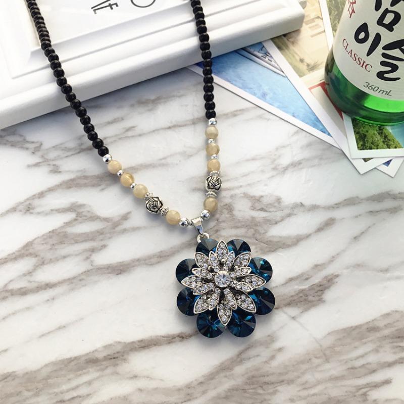 BLINGBAY damski naszyjnik moda retro styl etniczny prosty długi łańcuszek do swetra wszechstronna biżuteria na prezent