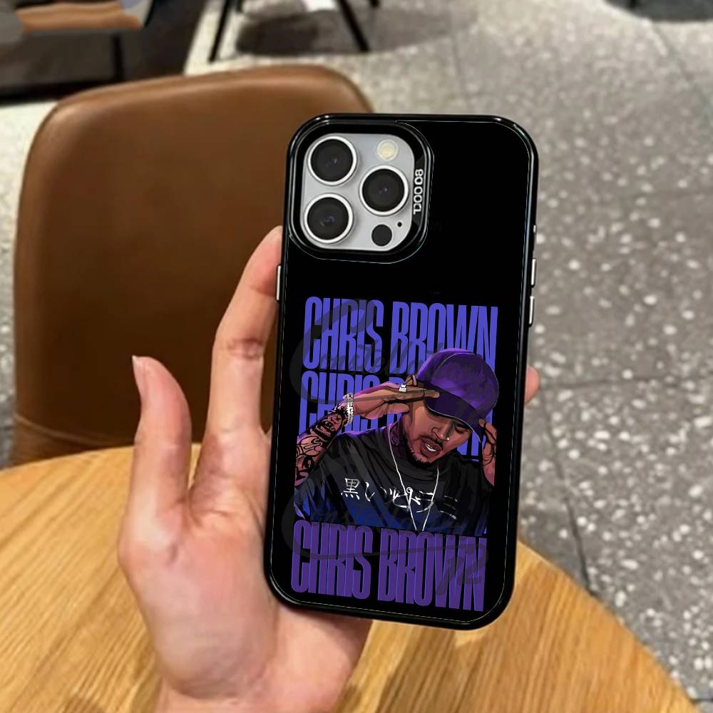 

RB C-Chris B-Brown Phone Case For iPhone17,16,15,14,13,12,11 Plus,Pro Max Colored Silver Plated Inside Cover iPhone16plus