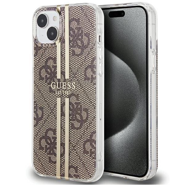 Guess Guhcp15Mh4Psegw Iphone 15 Plus / 14 Plus 6.7 Brązowy/Brown Hardcase Iml 4G Złoty Pasek