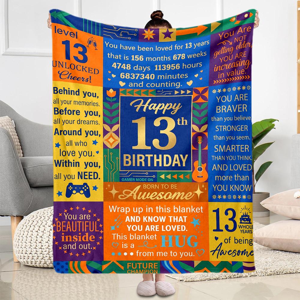 13. Geburtstag Feier Decke Bequem Perfekt für Büro Bett Bürostuhl Vier Jahreszeiten Universell Modern Geburtstag Weihnachten Geschenk Decke