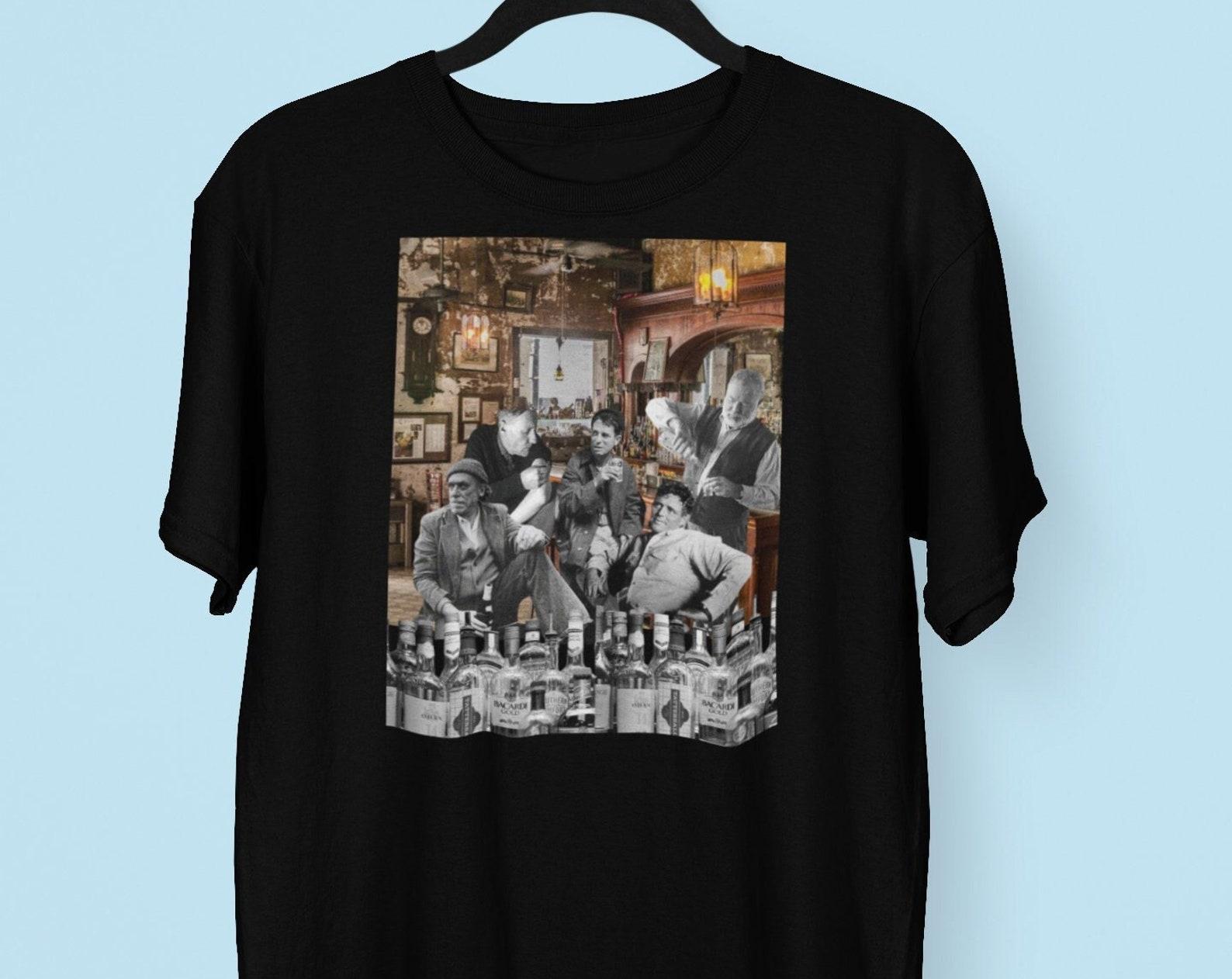 Drunk Writers T shirt, Charles Bukowski, Jack London, Ernest Hemingway, Jack Kerouac, William S Burroughs, Together, The Writer Bar XL