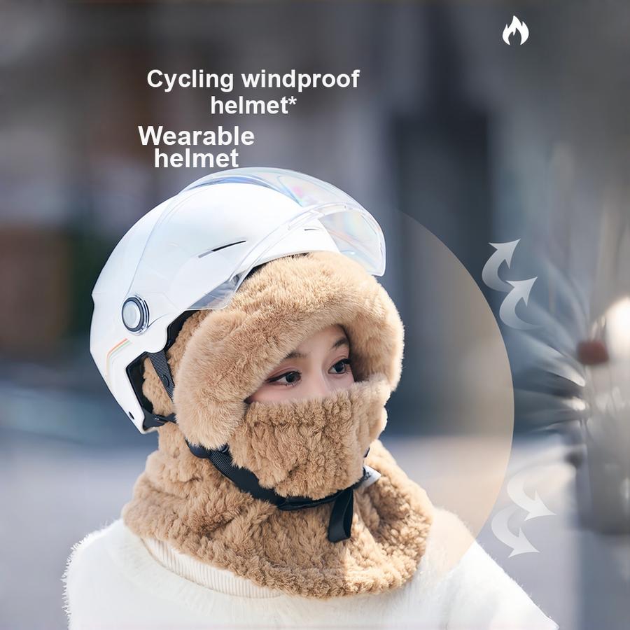Winter Women's Hat Scarf Mask Cycling Ear Protection Face Mask Riding Headset Set Warm Windproof