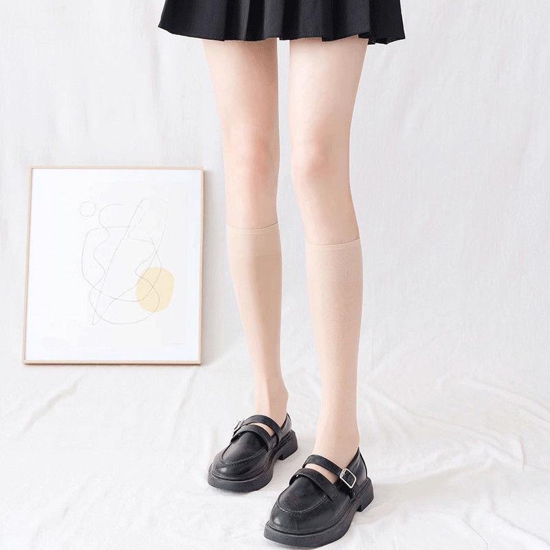 

Женские летние ультратонкие прозрачные гольфы - белые, просвечивающие, полугольфы, из пряжи core-spun silk. One Size