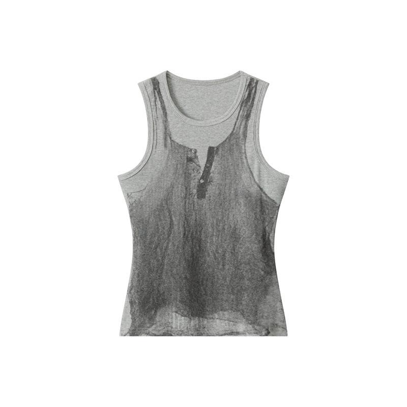 HeyHenry 2025 Летний Принт Веселья Облегающий Жилет - Европейский и Американский Стиль Small