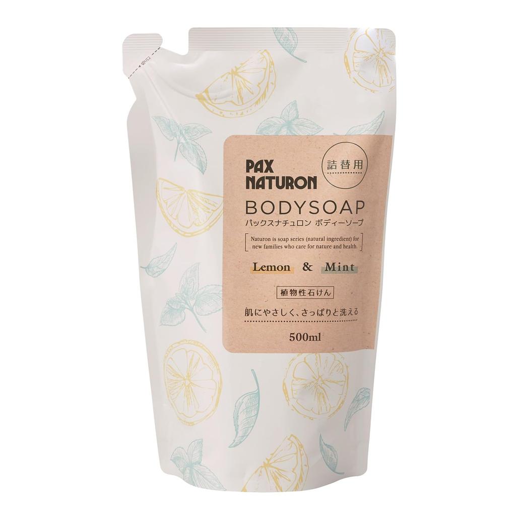 Pax Naturon Foam Body Soap Lemon Mint Refill 500ml Sensitive Skin Natural Soap Sun Oil & Additive-Free 100%