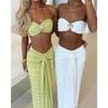 Lace Jacquard Vacation Seaside Casual Sexy Cool Solid Color Swimsuit Sleeveless Two-piece Suit