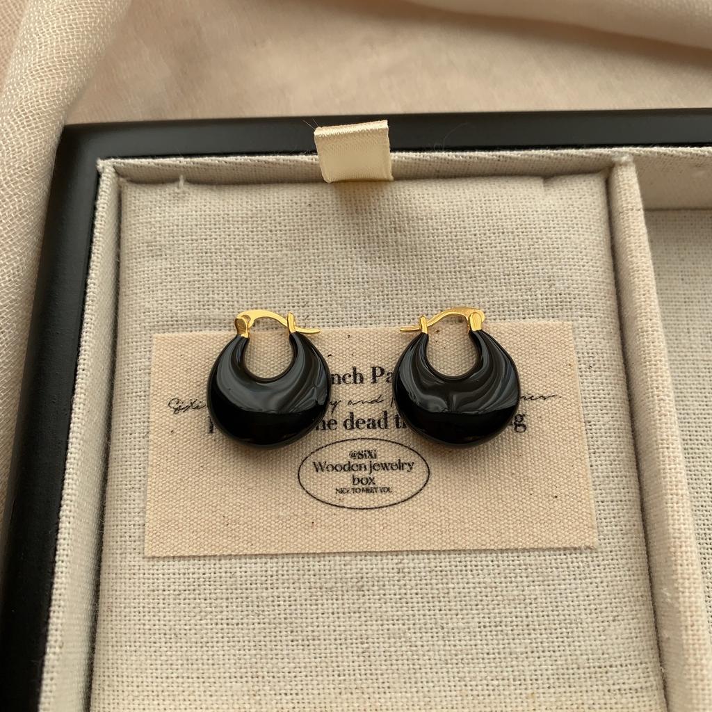 Minimalist Geometric Ring Earrings, Ear Buckles, Retro Colors, Light Luxury Fashion, Personalized Simplicity, High-End Niche Autumn