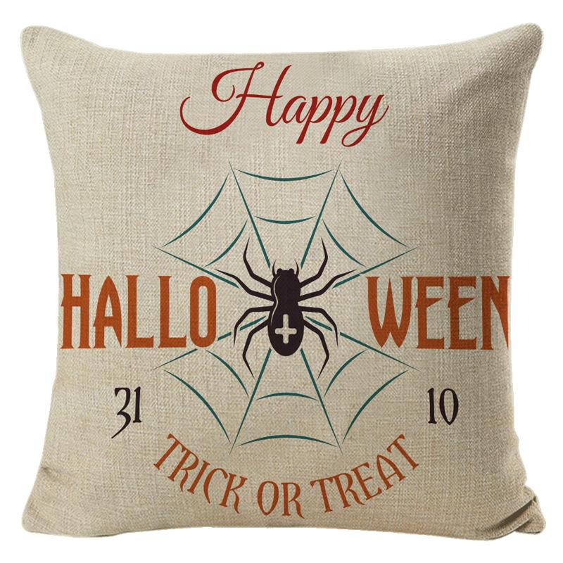 

Halloween Pillow Cover Linen Pumpkin Text Sofa Cushion Cover Home Living Room Waist Cushion 45 * 45 pillowcase