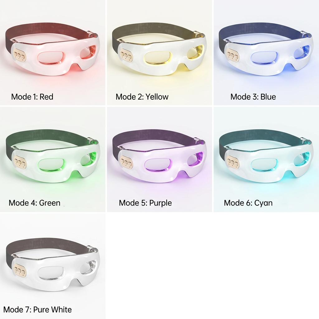 2026 New 3D Eye Beauty Massager 7 Colors LED Photon Therapy Hot Compress Fade Dark Circles Reduce Eye Relieve Eye Fatigue Massage Device Promote Sleep