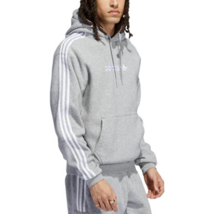 Adidas Solid Color Hoodie Long Sleeve Sweatshirt Men Tops Gray H31237