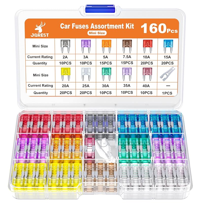 JOREST 300Pcs Car Fuse Assortment Kit, 160 Mini Blade Fuses Automotive + 90 Standard Auto Fuses + 50 Micro + Puller – Replacement for RV Camper