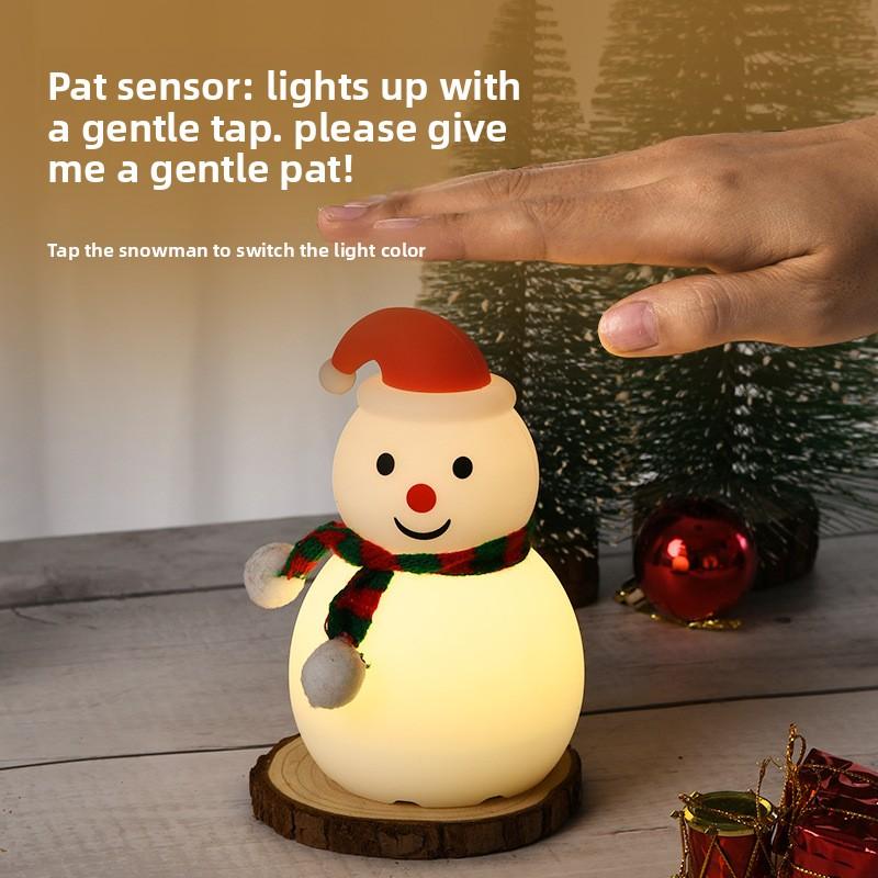 Christmas Decoration Snowman Pat Light Silicone Bluetooth Stereo Night Light