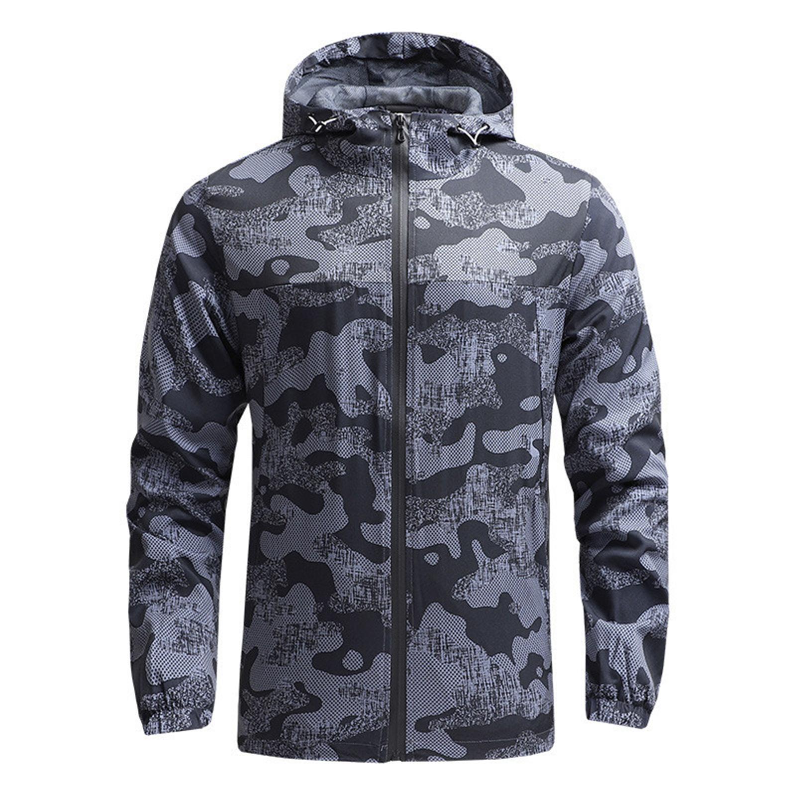 

Men s Outdoor Casual Zipper-style Hooded Printed Jacket, Quick-drying Thin Windproof And Waterproof Sports Windbreaker Jacket L