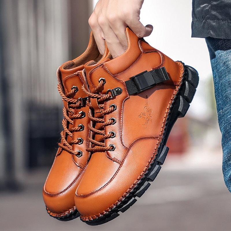 2021 winter new mid-help tooling boots men's large-size outdoor Martin boots foreign trade fashion handmade casual men's shoes