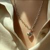 Korean 3D Love Heart Clasp Necklace for Women - Retro Chic Temperament, Hip Hop Peach Heart Collarbone Chain