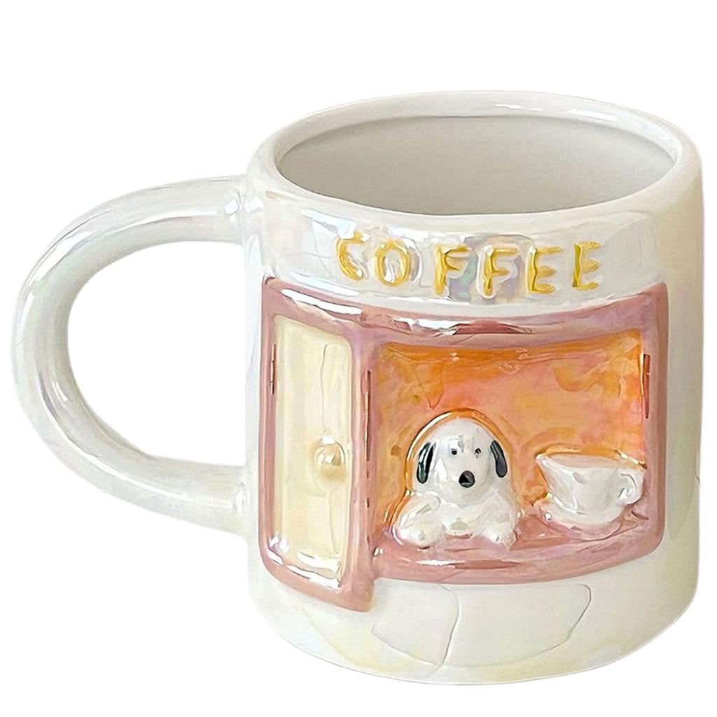 Cartoon Relief Animal Mug Cute Dog Chic-Style Hand Painted Coffee Milk Ceramic Cup Heat-resistant Breakfast Cup Couple Gift
