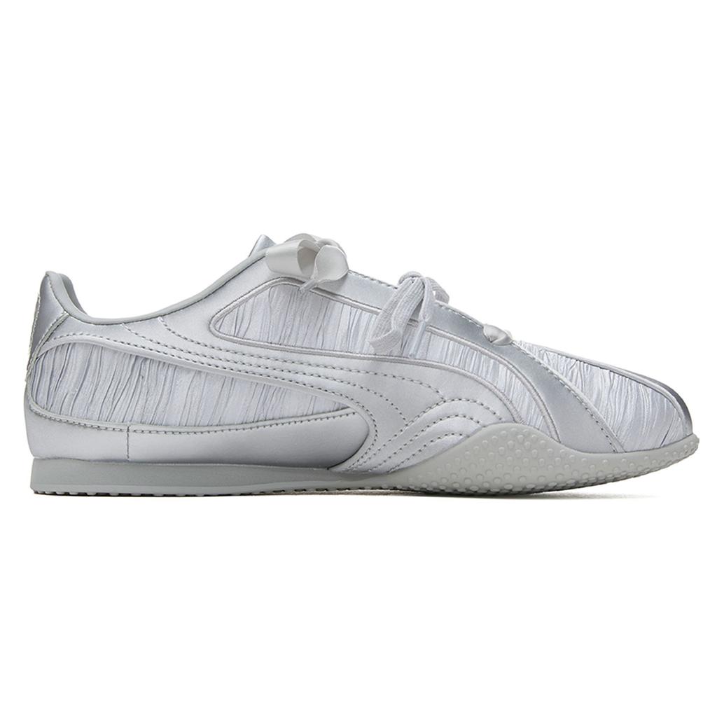 Puma Bella V2 Glam Spring Summer Cool Thin Sole Training Wrinkled Silk Satin Casual Low Top Shoes Unisex Sneaker Silver 406796-03