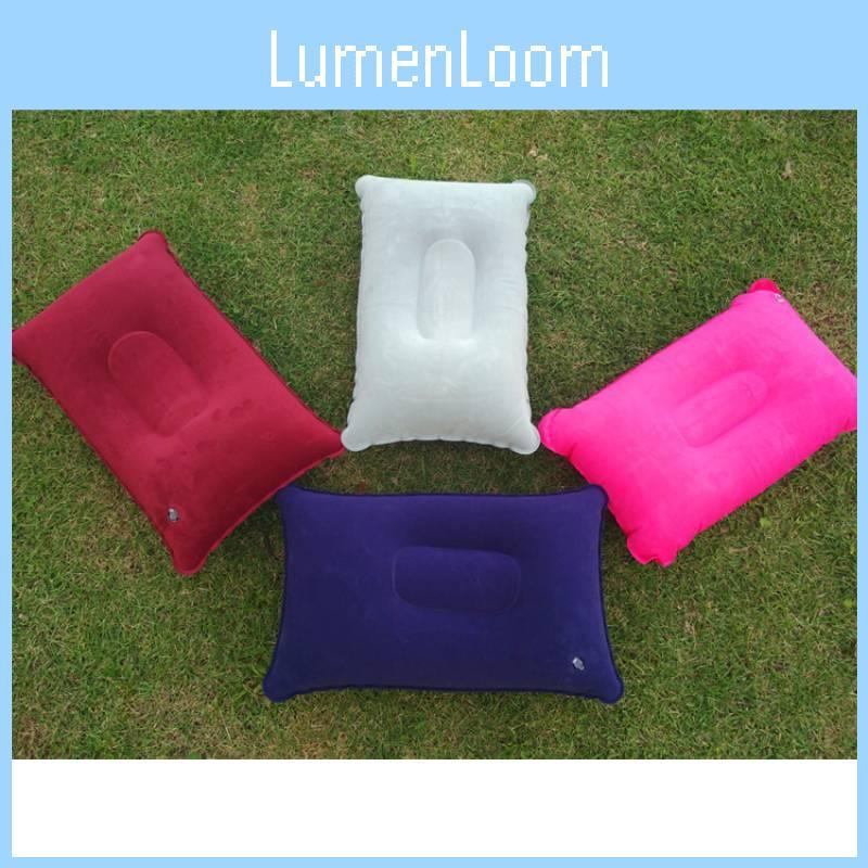 Ultra-comfortable Inflatable Outdoor Pillow Plush Velvet Travel Camp Cushion
