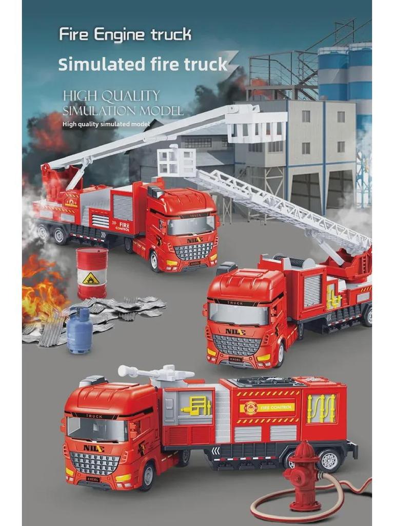 Large Inertia Toy Car: Boy's Engineering & Rescue Truck, Transport, Military, Fire & Sanitation Vehicle Models