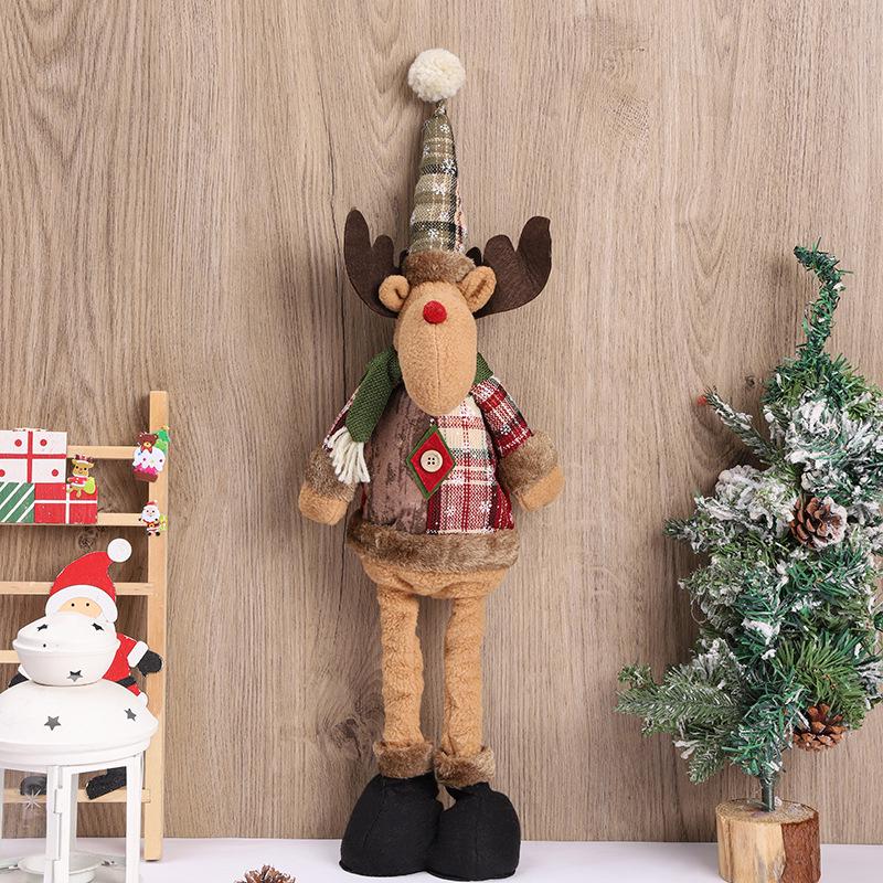 Vintage Telescopic Christmas Plush Dolls - Santa Claus & Snowman Window Display Ornaments
