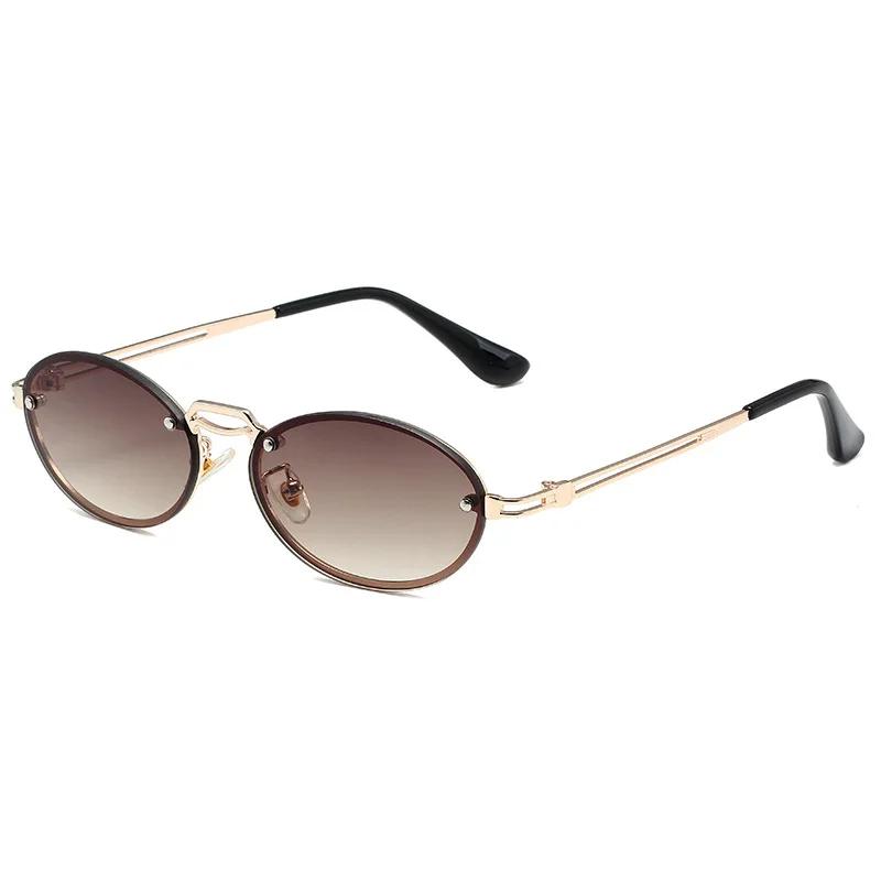 Trend Oval Sunglasses Women Light Luxury Brand Designer Punk Gold Metal Frame Fashion Sunglasses Uv Protection Lentes