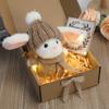 Mini-Häschen-Umarmung, Ostergeschenk, Plüsch-Kaninchenpuppe mit Strickmütze und Bommeltasche, emotionales Unterstützungstier mit Geschenkbox, inspirierende Karte