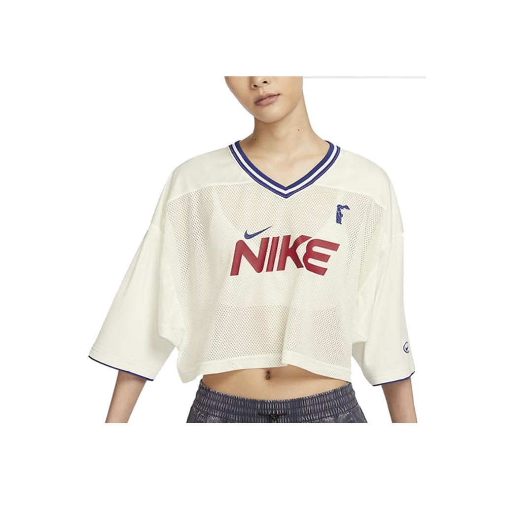 Nike Pulover cu gât în V Casual Mânecă Scurtă Tricou Femei Topuri Alb HF6288-133